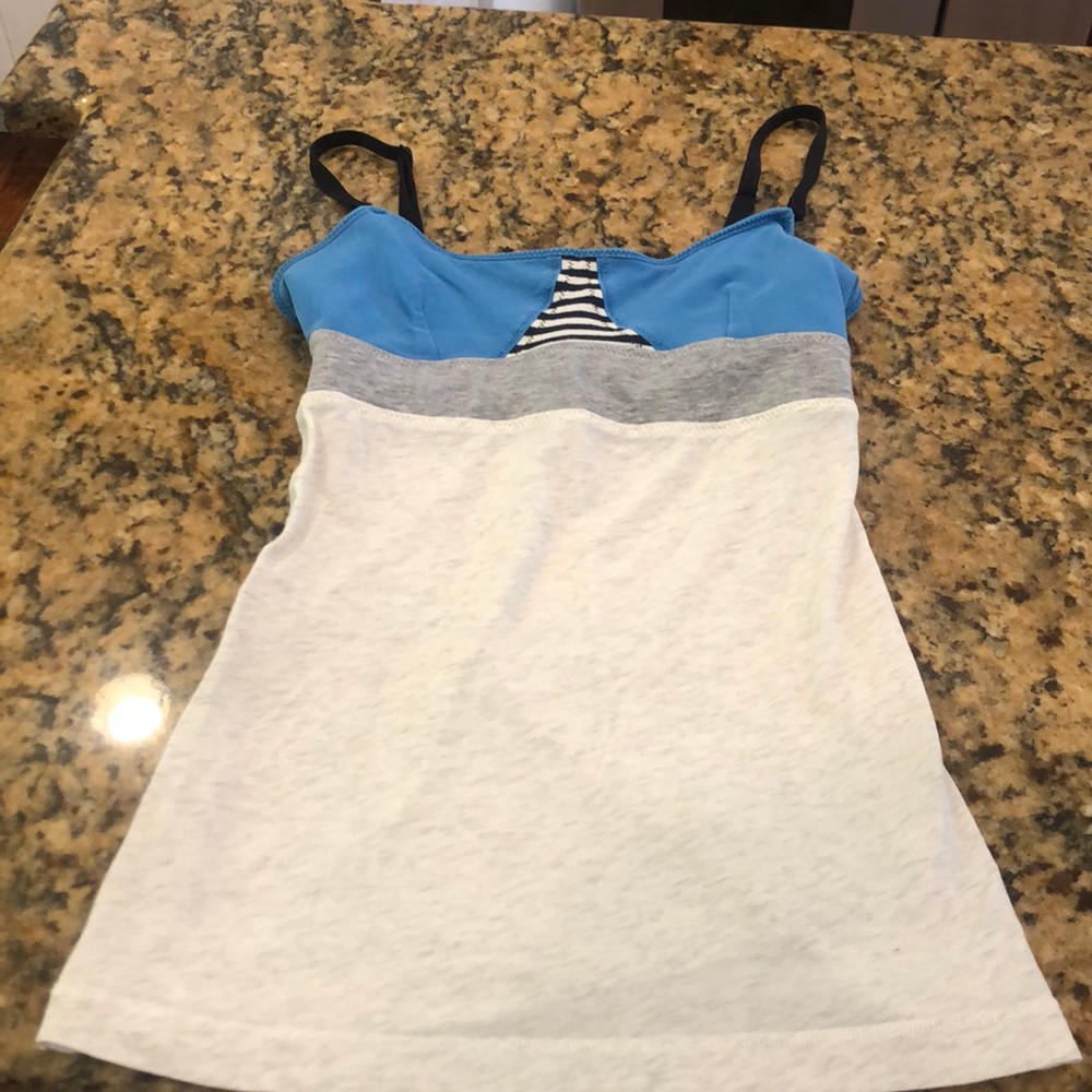 Lululemon tank. So 2. Blue, grey, black